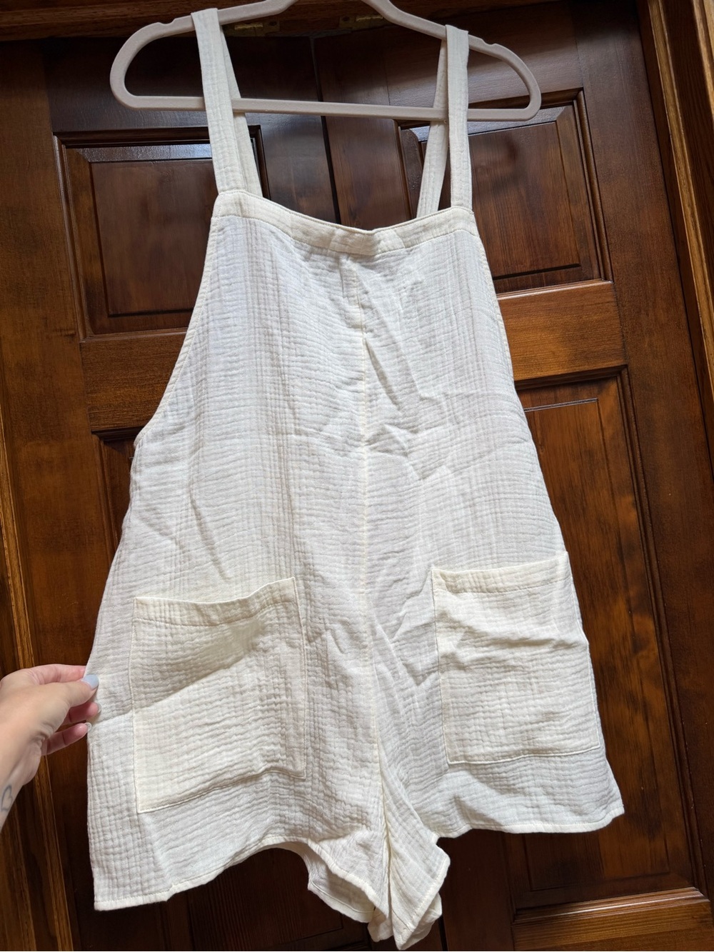 Xhilaration Cream Sleeveless Romper Coverup with Front Pockets, Size XL